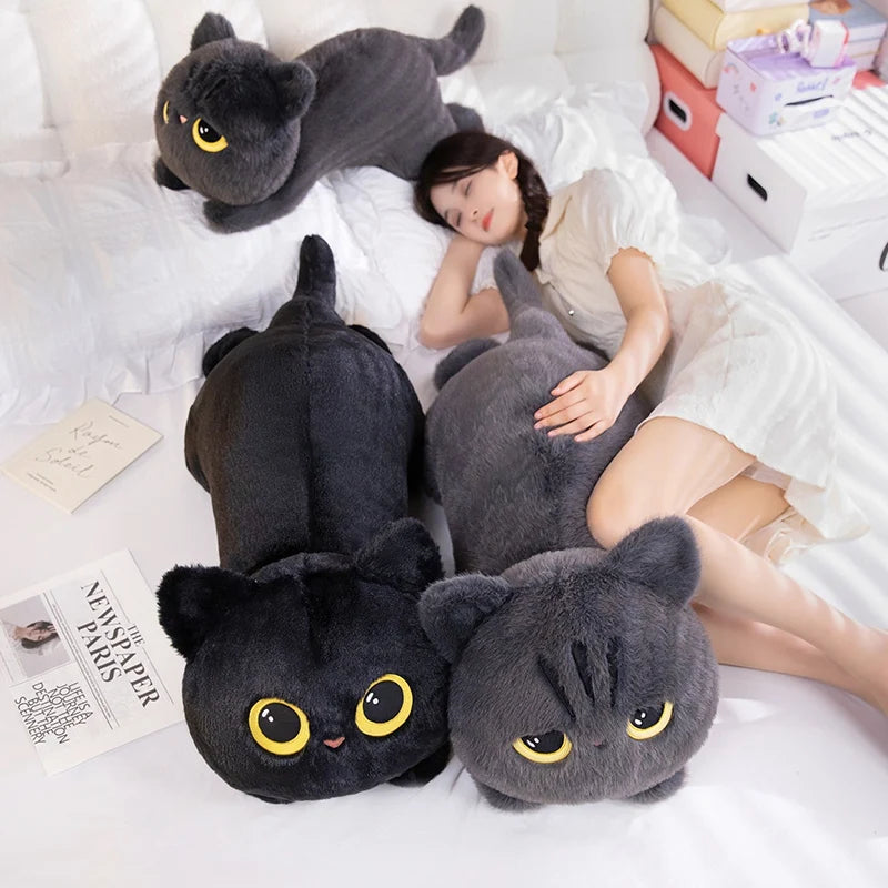 Black Cat Plush Toy – Cuddly Pillow for Kids