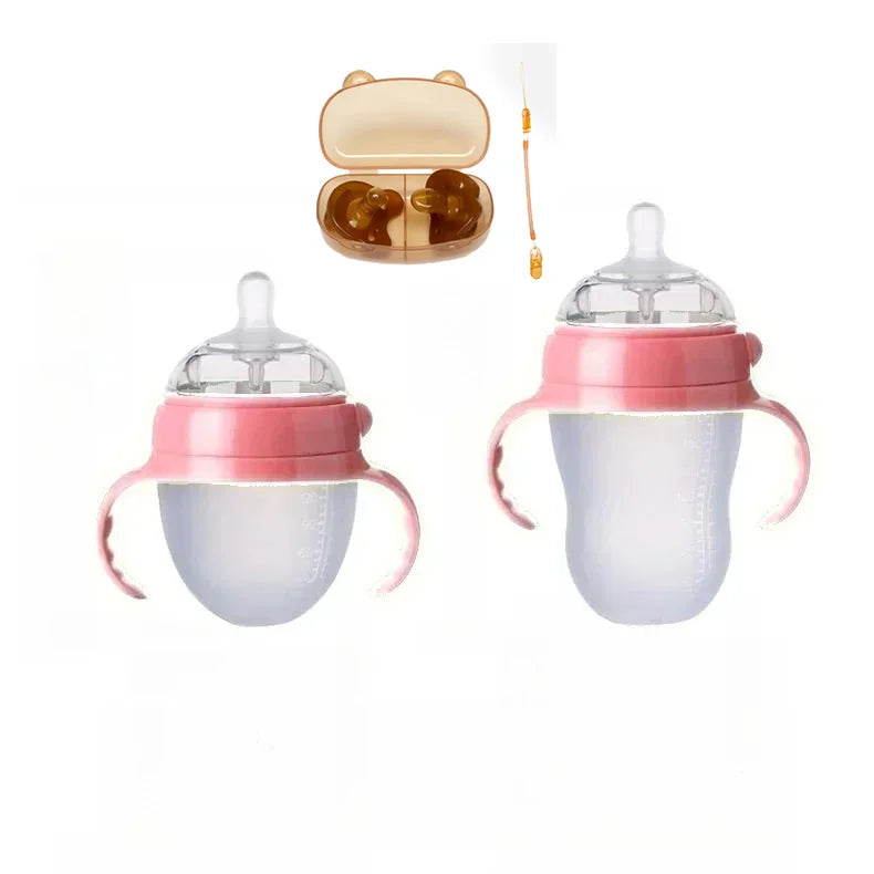 Silicone Nano Baby Bottle – 150/250ml, Handle, Anti-Choking, for 0–9 Months