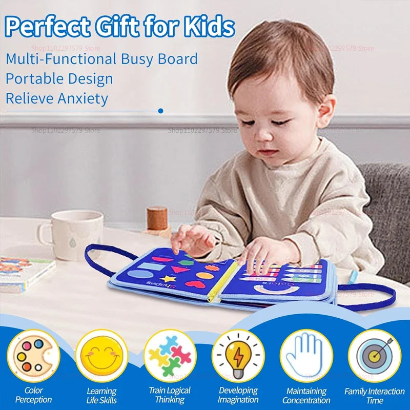 Montessori Busy Board – Sensory Learning Toy for Toddlers