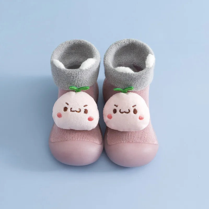 Chaussettes et chaussures d'intérieur pour bébés et tout-petits, motif oreilles de poupée en éponge, à semelle souple.
