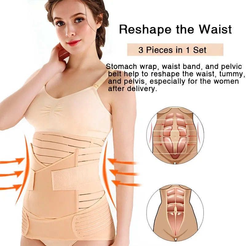 3-in-1 Belly Band | Pregnancy & Postpartum Tummy Pelvis Support Belt
