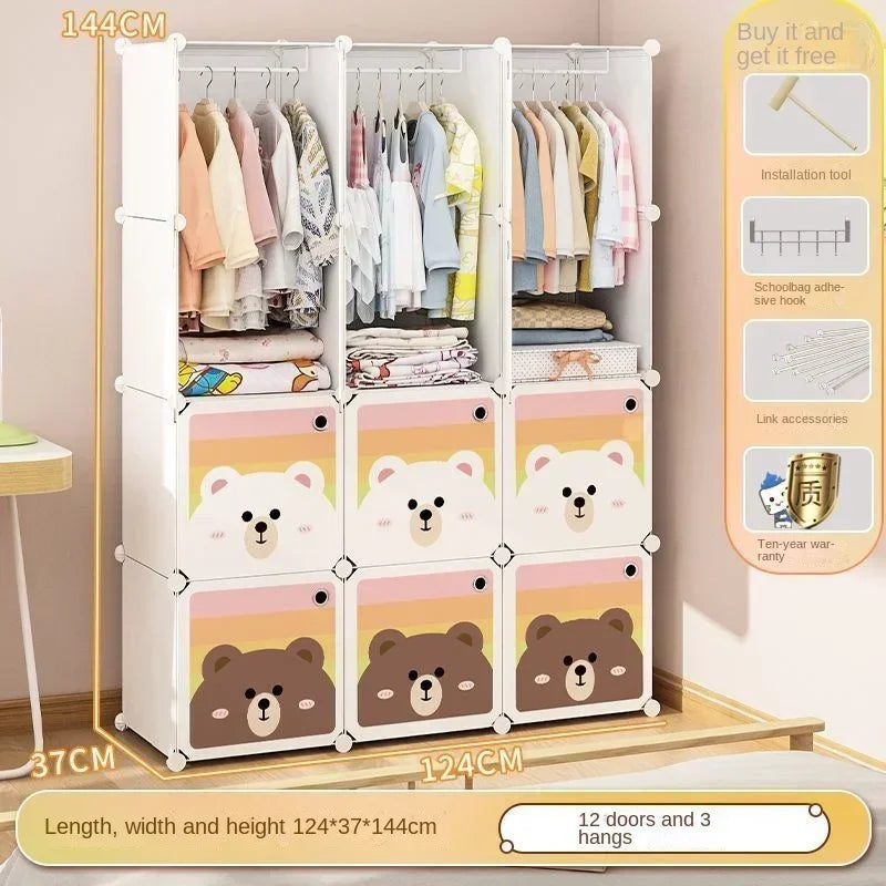 Armoire pliable pour enfants – Rangement en cubes entièrement fermé
