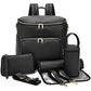 7-in-1 PU Leather Diaper Bag Set