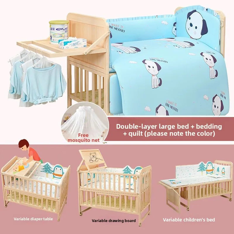 Convertible Baby Bed – Solid Wood & Adjustable Cradle