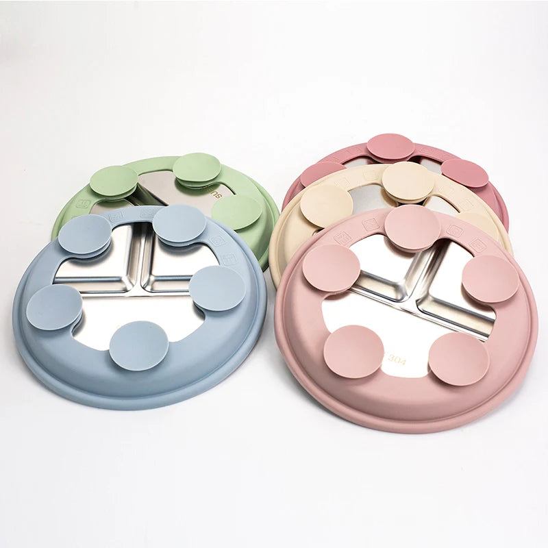 Assiette bébé antidérapante en acier 304 – Vaisselle d'alimentation sûre