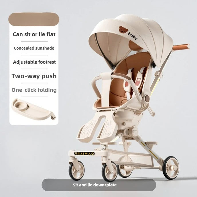 New 4-Wheel Baby Stroller – Lightweight, Foldable & Shock-Absorbing