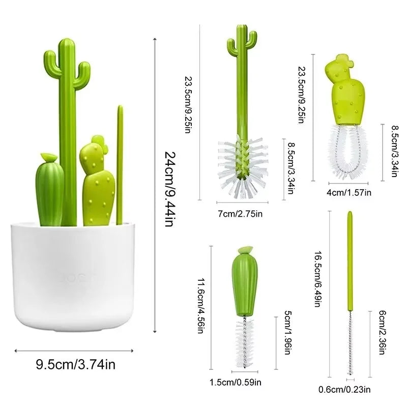 actus Baby Bottle Brush Set | 4-Piece Cleaning Kit for Bottles & Straws