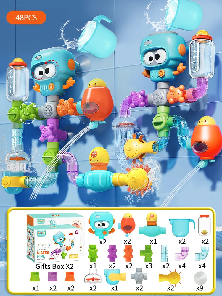 Baby Bath Toy Set – Tubes, Spinners & Water Play