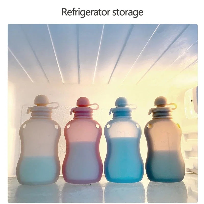 Sachet réutilisable en silicone de 150 ml pour aliments pour bébé – Conservation étanche du lait et des purées