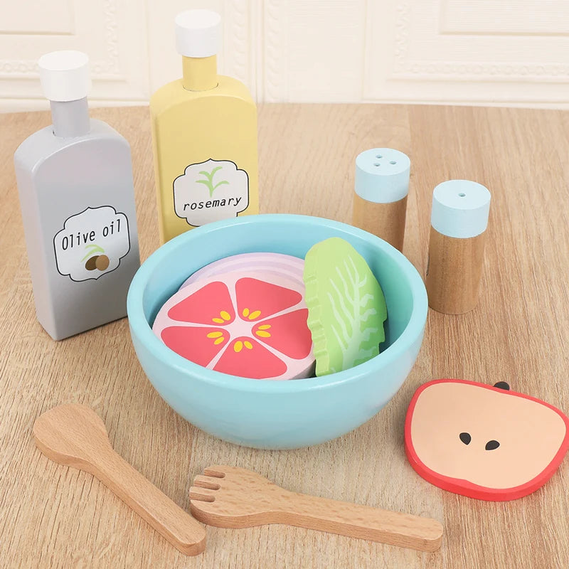 Ensemble d'aliments en bois pour jouer – Cuisinez et créez !