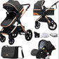 Poussette bébé 3 en 1 avec siège auto – Poussette pliable position assise et allongée