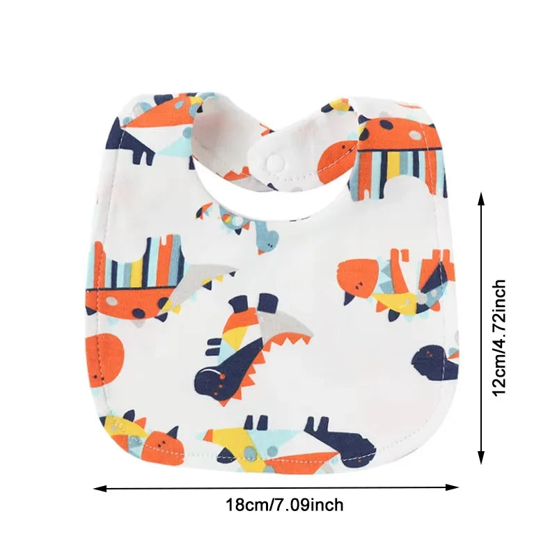 Ensemble de 4 bavoirs bébé en coton double épaisseur – Mignons et doux