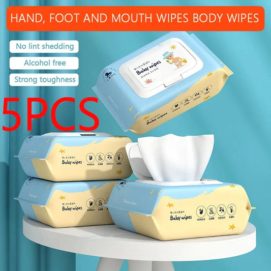 1–5pcs Baby Wet Wipes – Alcohol-Free, Paraben-Free Body & Hand Wipes