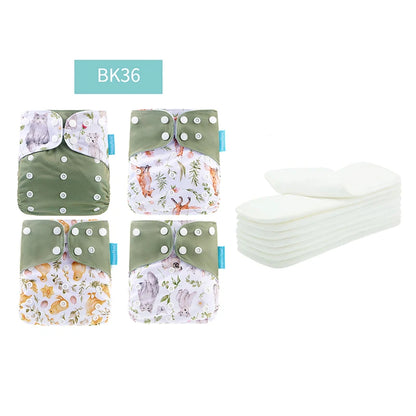 HappyFlute Reusable Diaper Set – 4 OS Pocket Diapers + 8 Inserts