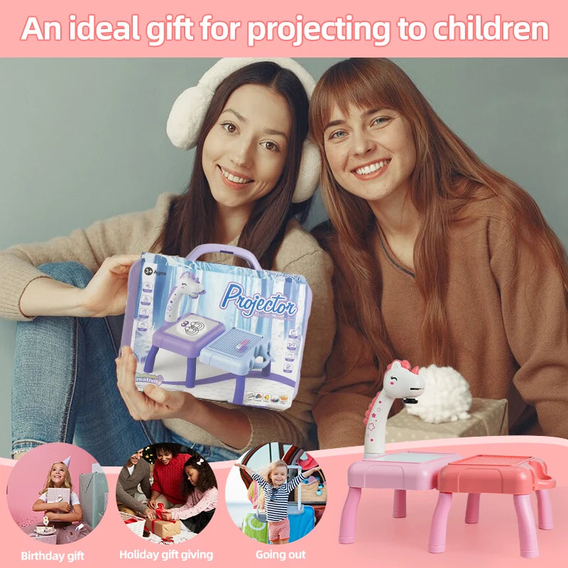 Projecteur de dessin pour enfants – Mini tableau éducatif d'écriture et de dessin pour les 3 ans et plus