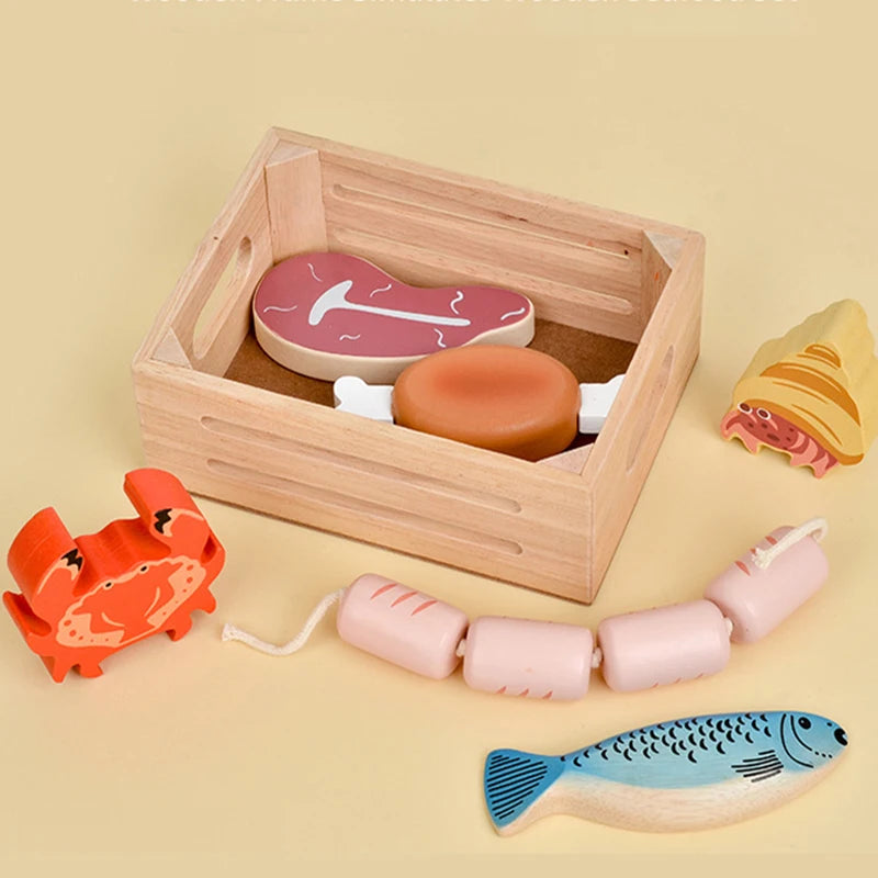 Ensemble de jeu en bois pour desserts et aliments – Amusant et Montessori !