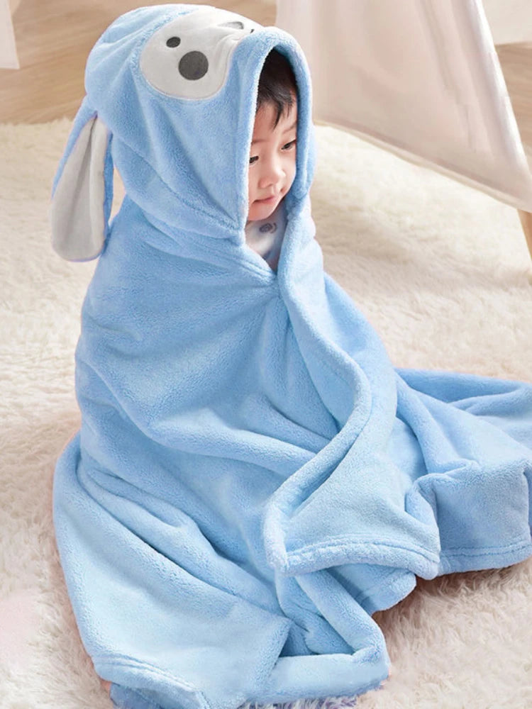Thickened Baby Hooded Bath Towel – Soft Cotton Cloak & Wearable Blanket