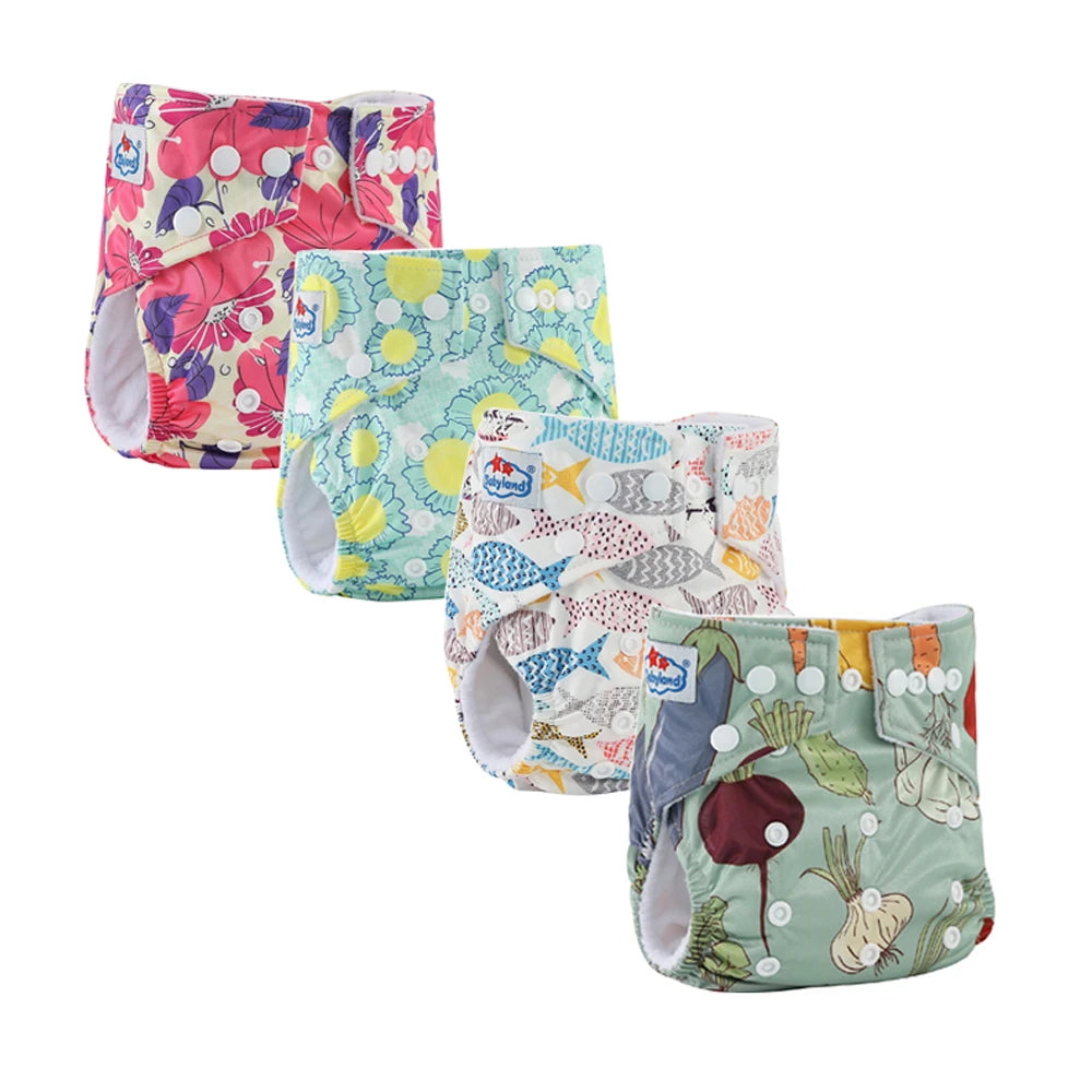 Couches lavables Babyland – Lot de 4, imperméables et écologiques pour peaux sensibles