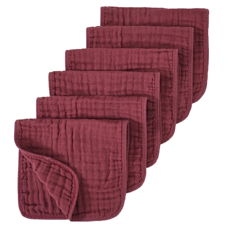 Ensemble de 6 serviettes pour bébé – Lingettes en mousseline de coton 6 épaisseurs pour le visage et le dos