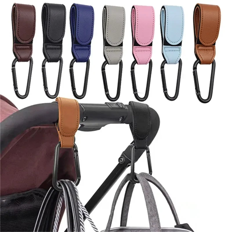 1 à 2 crochets de poussette rotatifs en cuir PU – Organisateur de haute qualité