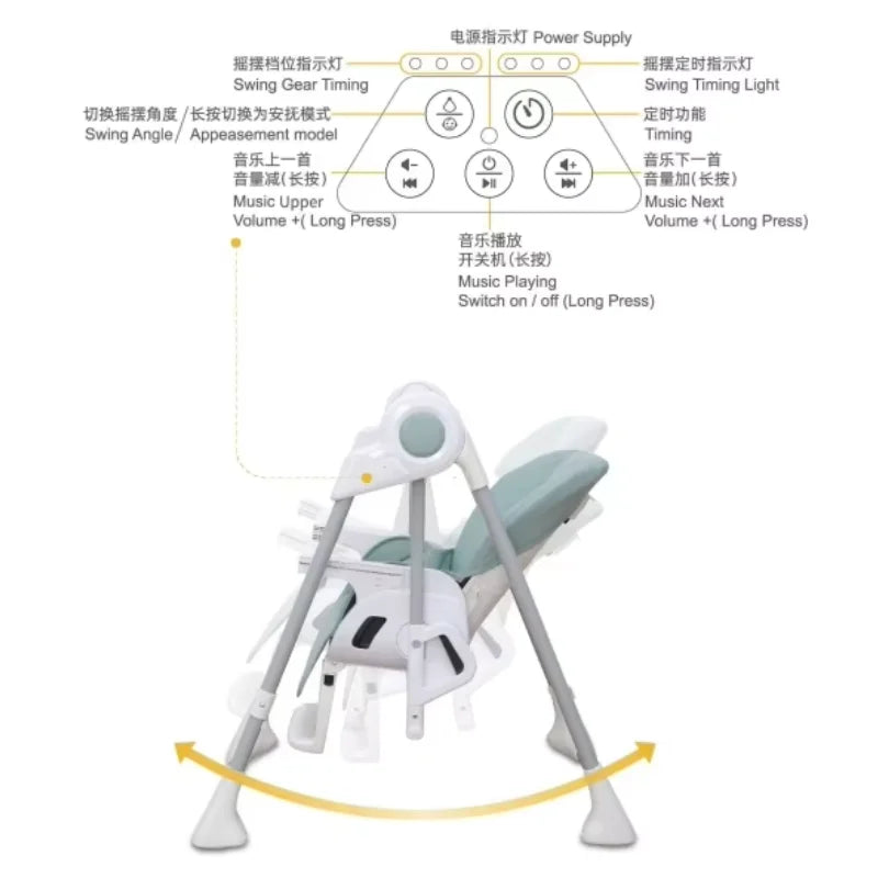 Chaise haute électrique pliable pour bébé – Balancelle confortable en un clic pour enfants