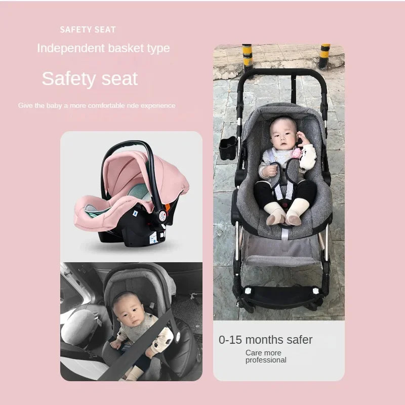 3-in-1 Foldable Baby Stroller – High Landscape, All-Season Carriage