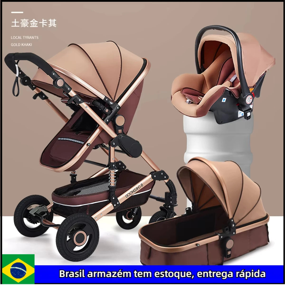 3-in-1 Foldable Baby Stroller – High Landscape, All-Season Carriage