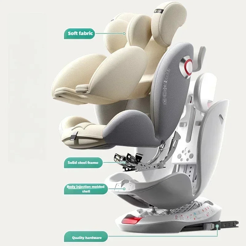 Universal Baby Car Seat | Safe ISOFIX, Rotates 360°, Age 0-12Y