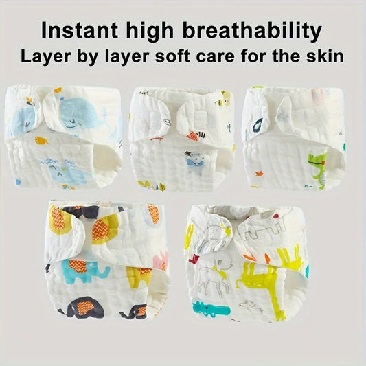5-Pack Washable Baby Cloth Diapers