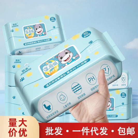 80 Sheets/4-Pack Thick Wet Wipes – Flushable Baby & Adult Wipes