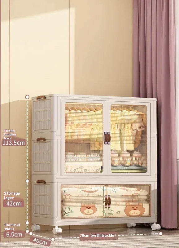 Organisateur de garde-robe pour bébé – Bacs à vêtements pliables et transparents