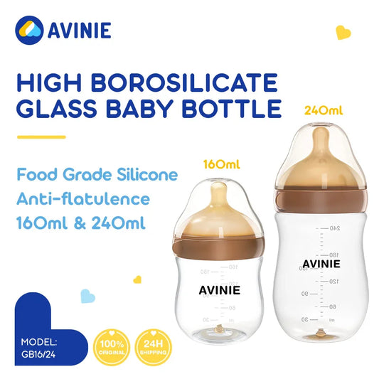 Baby Nursing Bottle | 160/240ML Glass, BPA-Free, Anti-Colic & Safe