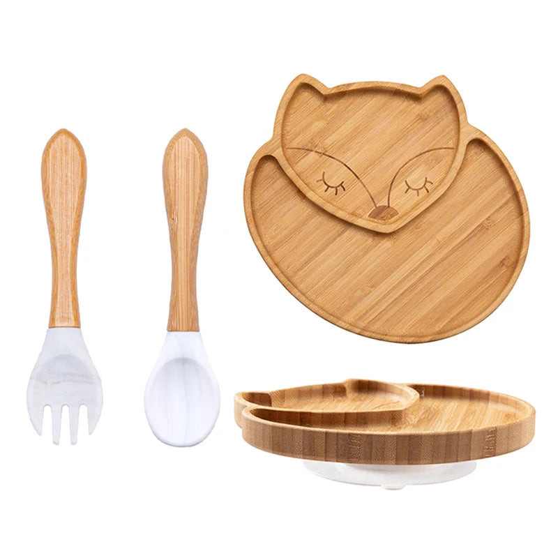 Baby Dinnerware – 3PCS Bamboo Plate & Suction Tableware