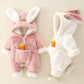 Grenouillère bébé en polaire corail chaude – Joli motif lapin