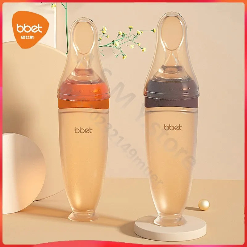 BBET Baby Food Feeder | Silicone Squeeze Bottle with Spoon for Infants
