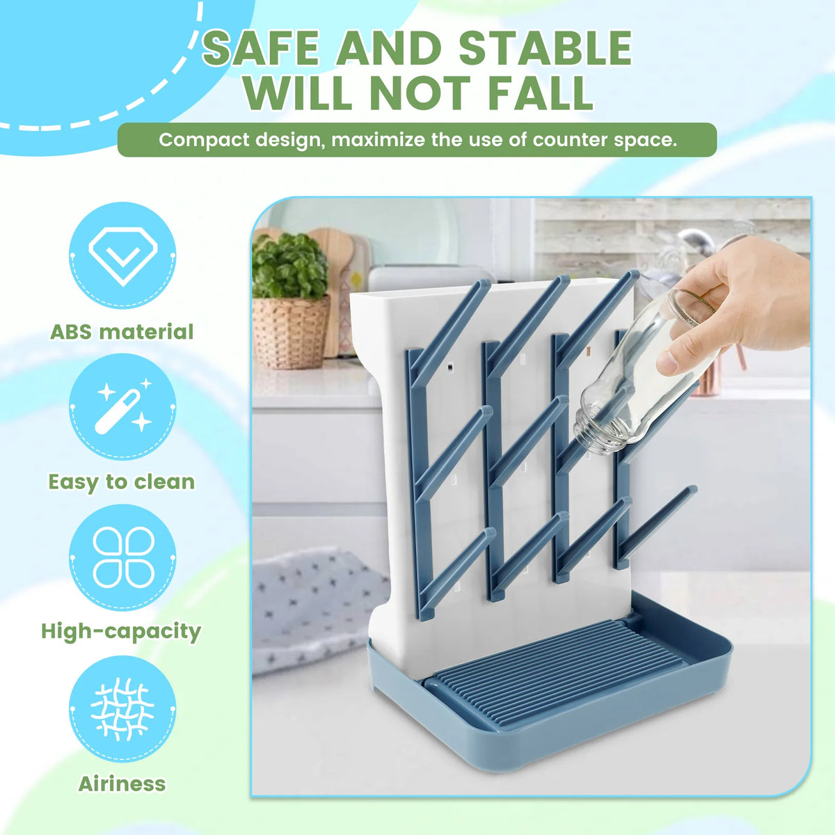 Compact Baby Bottle Drying Rack – Vertical Space-Saving Design