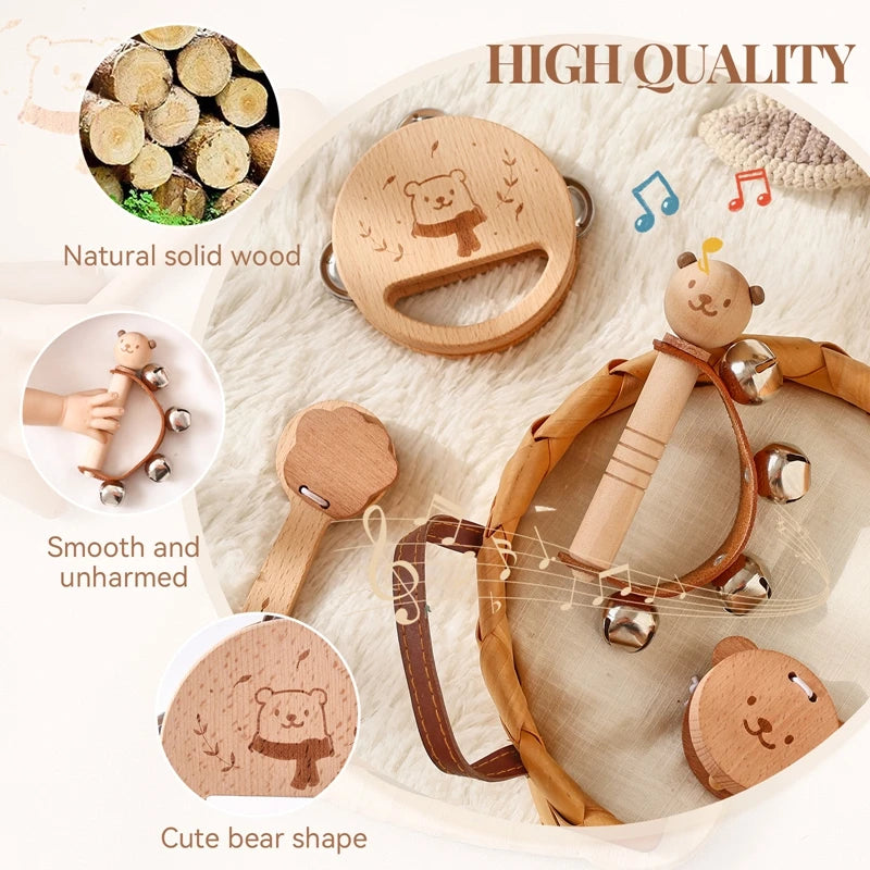 Wooden Bear Musical Toy Set – Fun for Newborns!