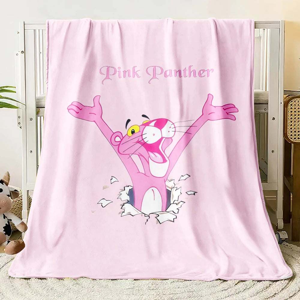 MINISO Pink Panther Flannel Blanket Suitable for Bedroom, Iving Room,sofa,student Nap,office Nap,camping Trip,children's Gift