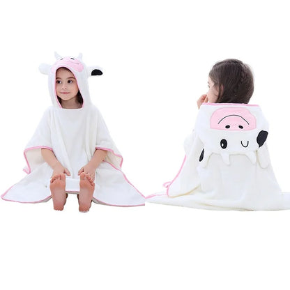 Serviette de bain à capuche pour enfants MICHLEY Fox – Peignoir poncho en coton (2–6 ans)