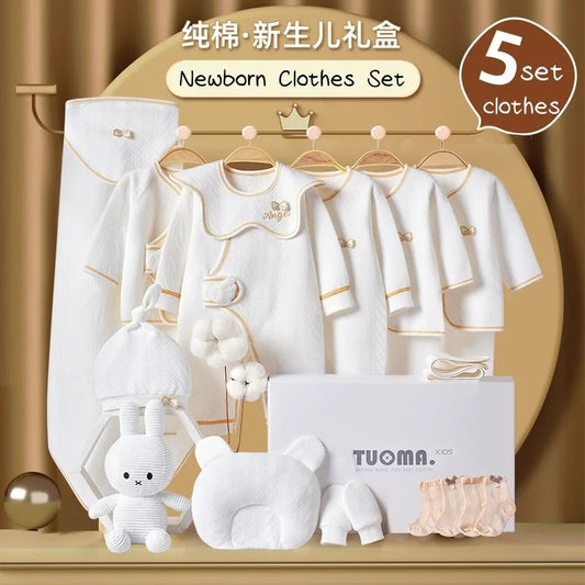 Newborn Baby Clothes Set – 16–22PCS Pure Cotton Angel Wing Suit, 0–1Y Unisex