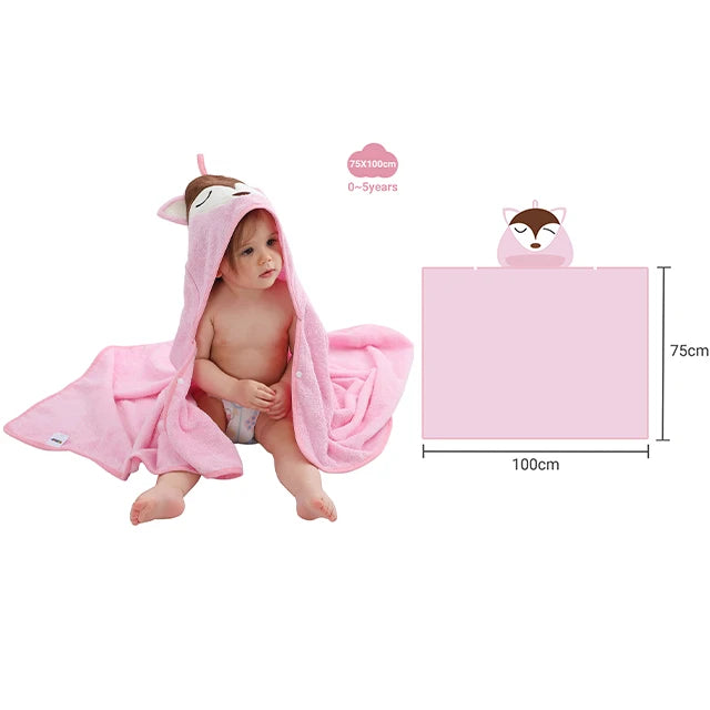 Serviette de bain à capuche Lion mignon – Peignoir de bain doux en bambou pour enfants