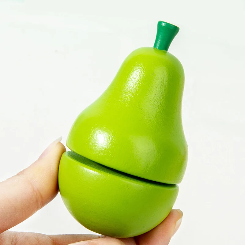 Ensemble de découpe d'aliments en bois – Apprendre et jouer !
