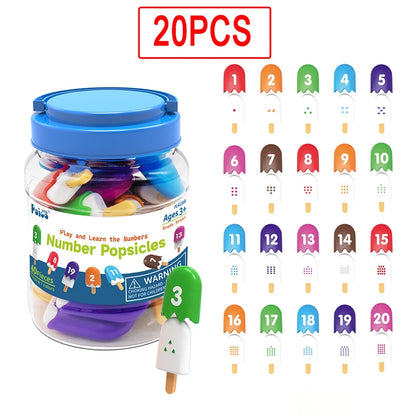 Jeu Montessori d'association de chiffres et de glaces – Apprentissage des couleurs et des chiffres