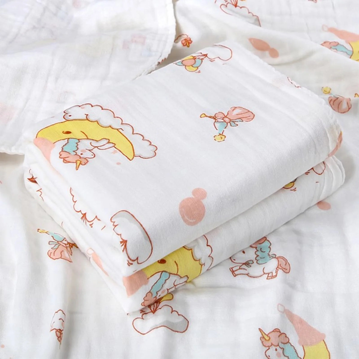 Serviette bébé en gaze 6 épaisseurs – Coton ultra doux, 110×110 cm