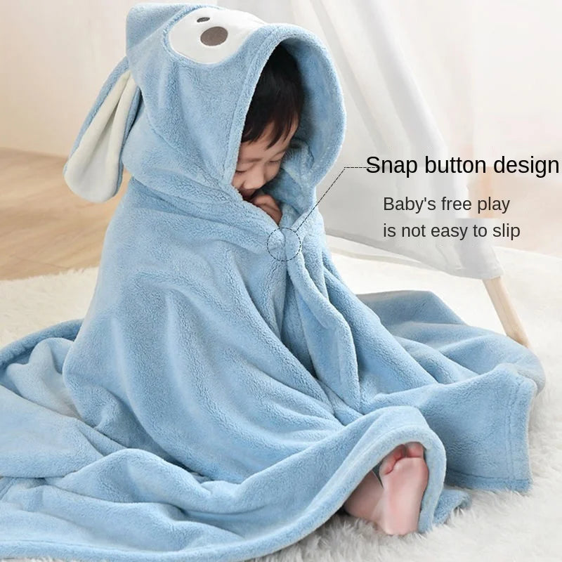 Thickened Baby Hooded Bath Towel – Soft Cotton Cloak & Wearable Blanket