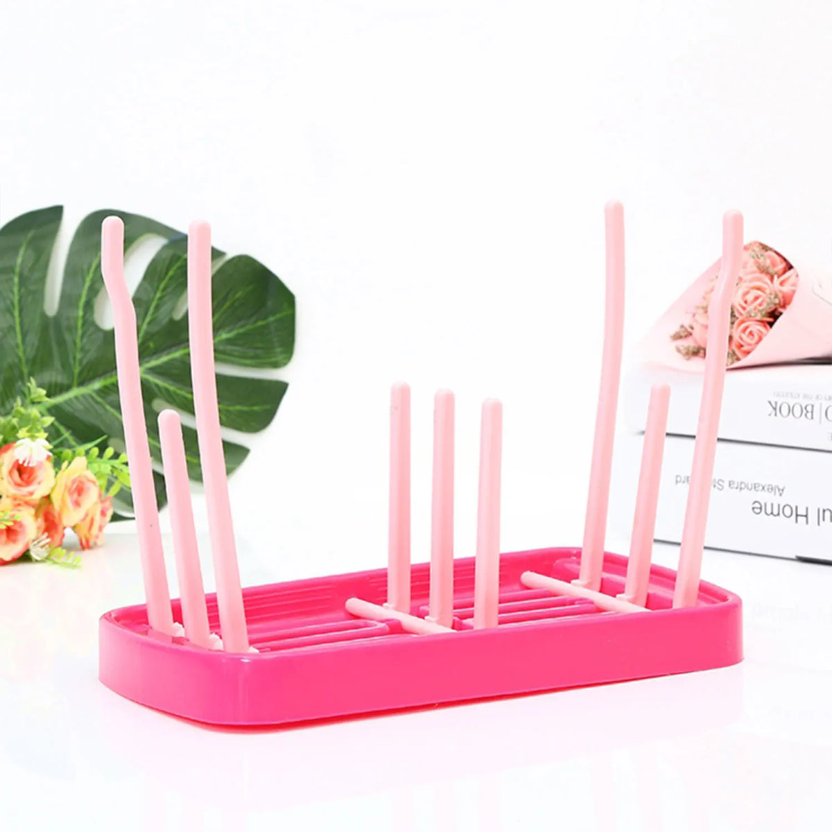 Baby Bottle Holder & Dryer – Blue/Pink Bottle Storage Stand