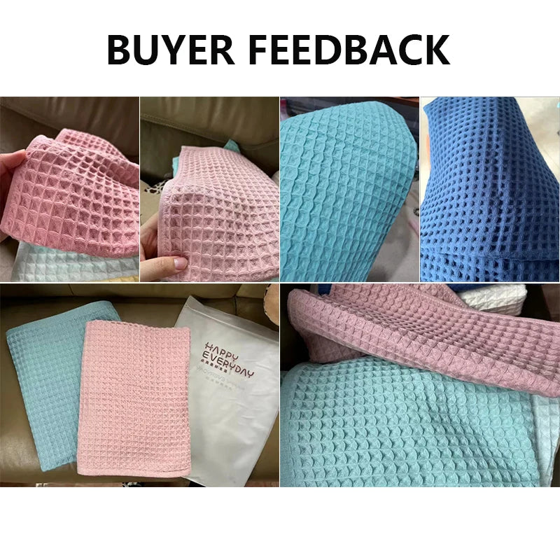 Ensemble de 2 ou 4 serviettes de bain en coton – Serviettes gaufrées douces et absorbantes pour la maison