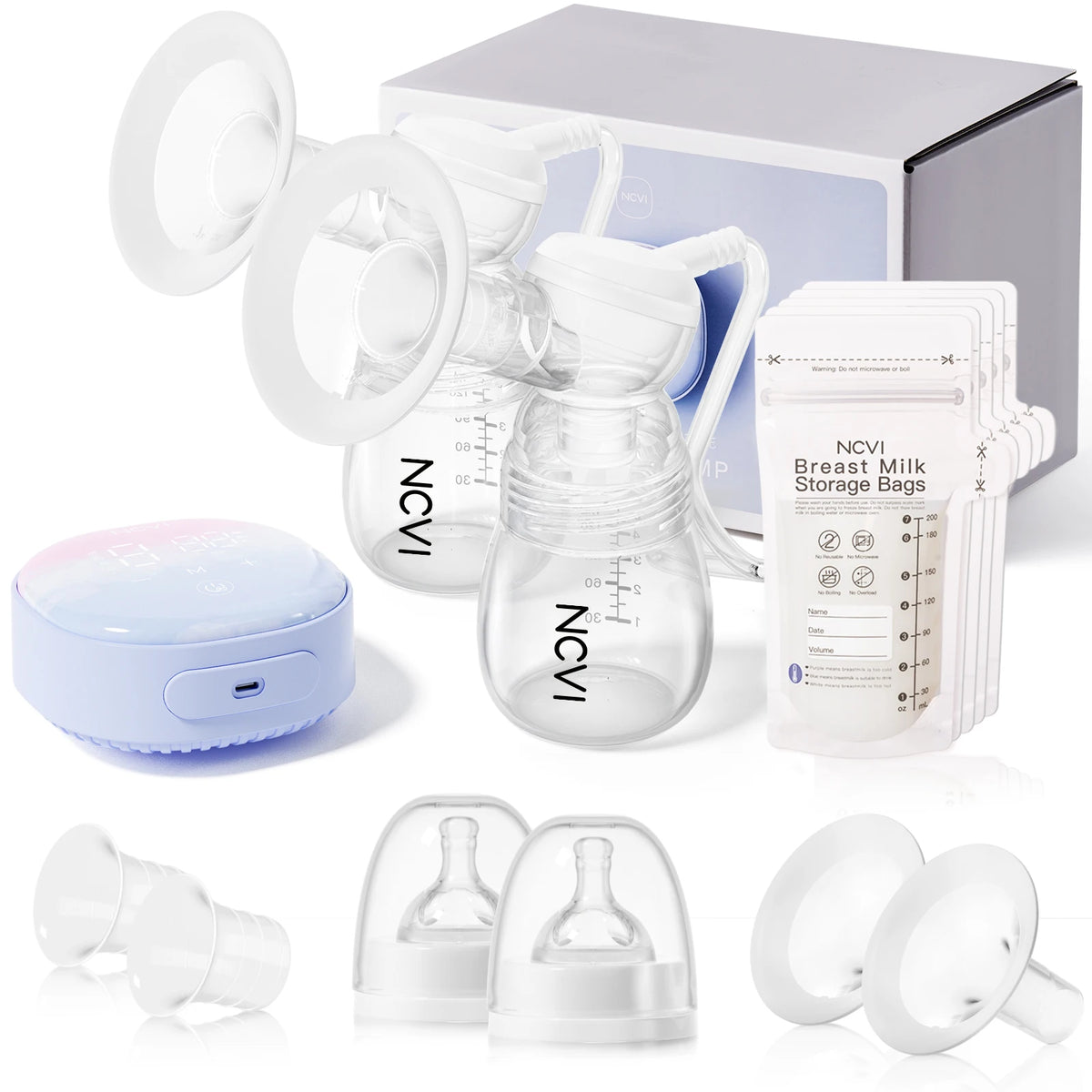 NCVI Rechargeable Electric Breast Pump, 4 Modes & 9 Suction Levels, Ultra-Quiet