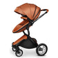 Poussette bébé 2 en 1 de luxe en cuir PU – Poussette surélevée pour nouveau-né