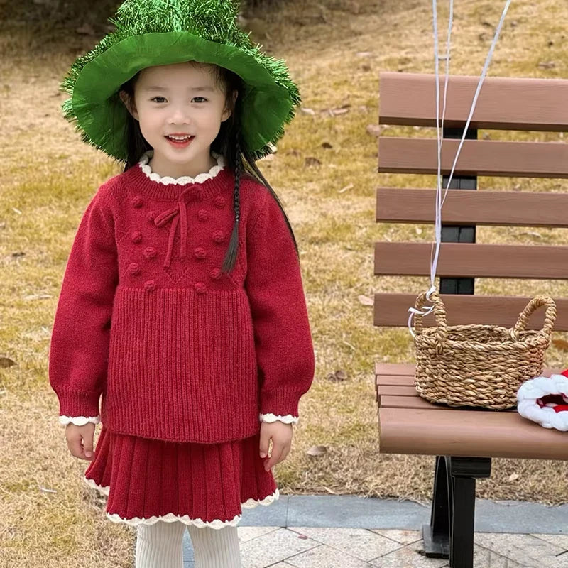 Christmas Knit Outfit for Baby Girls